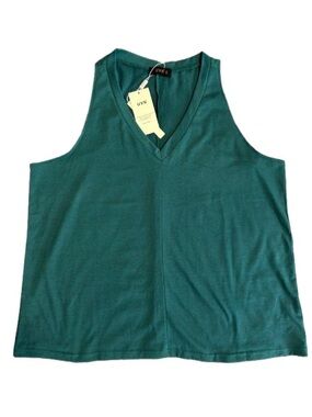 UVN Dark Teal/Green V-Neck Trapeze Sleeveless Flowy Top for Women Size XXL NWT
